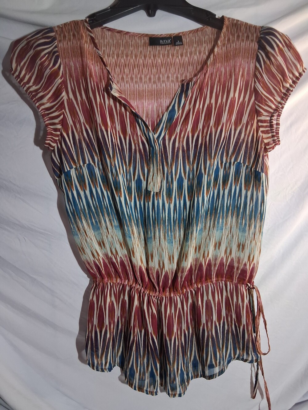 a.n.a Small Multicolor Patterned Lightweight Short Sleeve Blouse